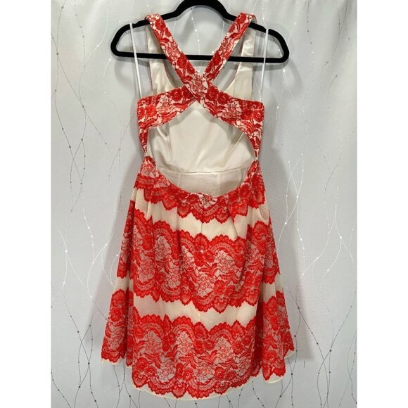NWT Marchesa Notte Red Lace A-Line Dress $795 - Picture 11 of 13